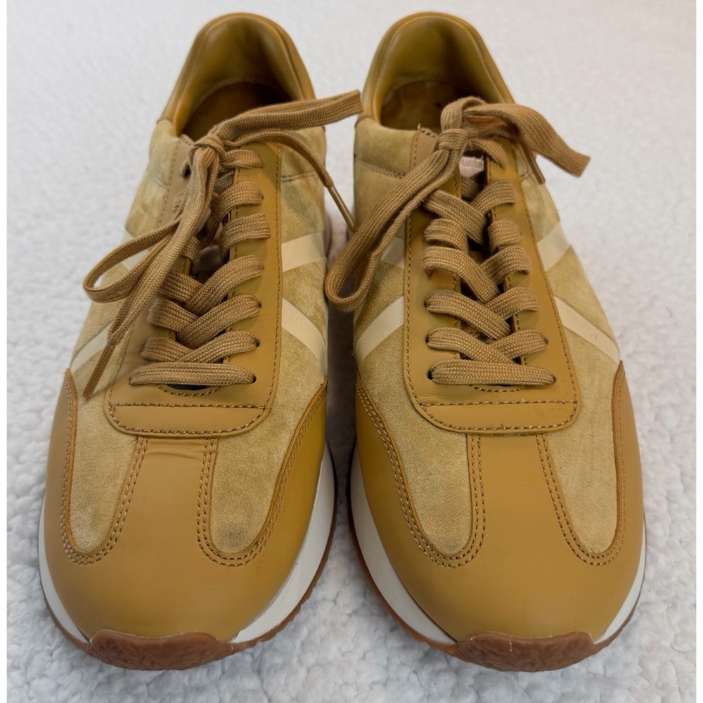 VINCE • Mustard Yellow Ohara Leather/Suede Lace-Up Oxford Sneakers, 10 - Picture 12 of 16